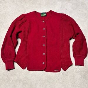Vintage Geiger Austria Women’s Boiled 100% Wool Blazer Jacket Red Size 38